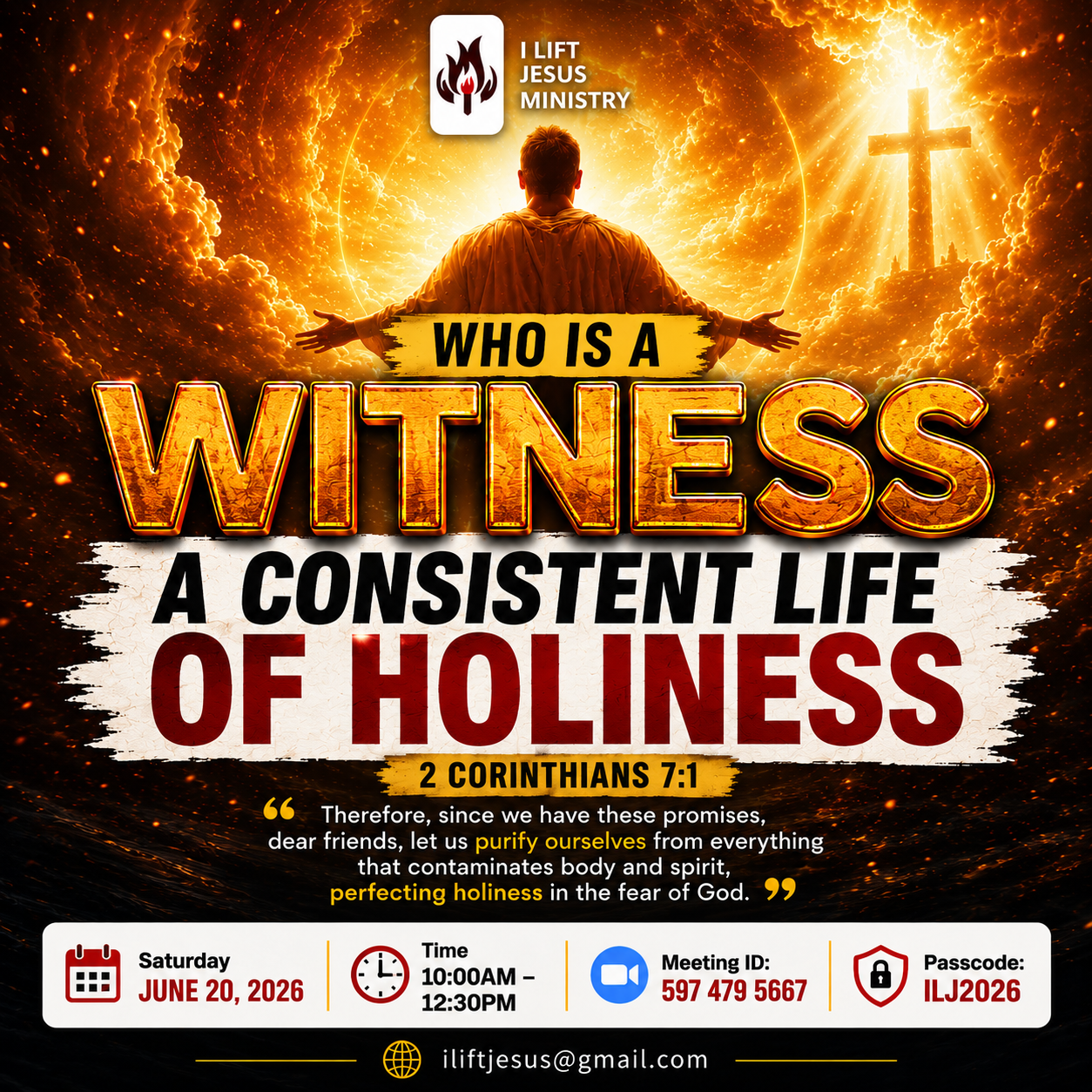Who Is A Witness - Consistent Life of Holiness Event Flyer